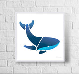Fin Whale Print Framed